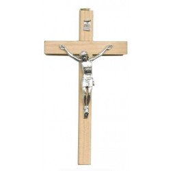 Crucifix en bois avec le Christ en métal - 15 cm
