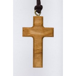 Croix pendentif en bois d'olivier avec cordon