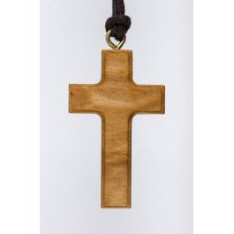 Croix pendentif en bois d'olivier avec cordon