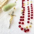 Chapelet 7 dons du Saint Esprit + notice - rouge