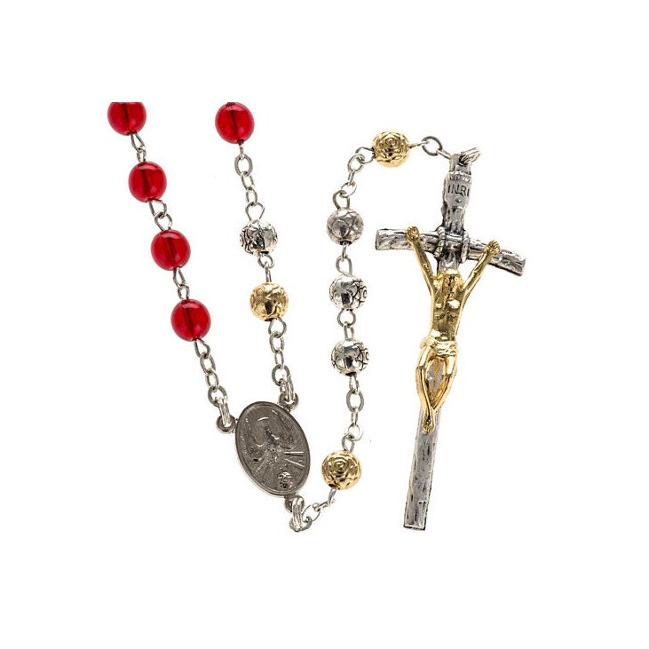 Chapelet 7 dons du Saint Esprit + notice - rouge