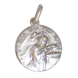 Médaille Sainte Rita - métal argenté - 18 mm