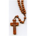 Chapelet en bois sur corde - Marron clair - 28 cm