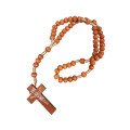 Chapelet en bois sur corde - Marron clair - 28 cm