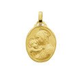Médaille de la Vierge à l'Enfant de Botticelli ovale 21 mm - plaqué or