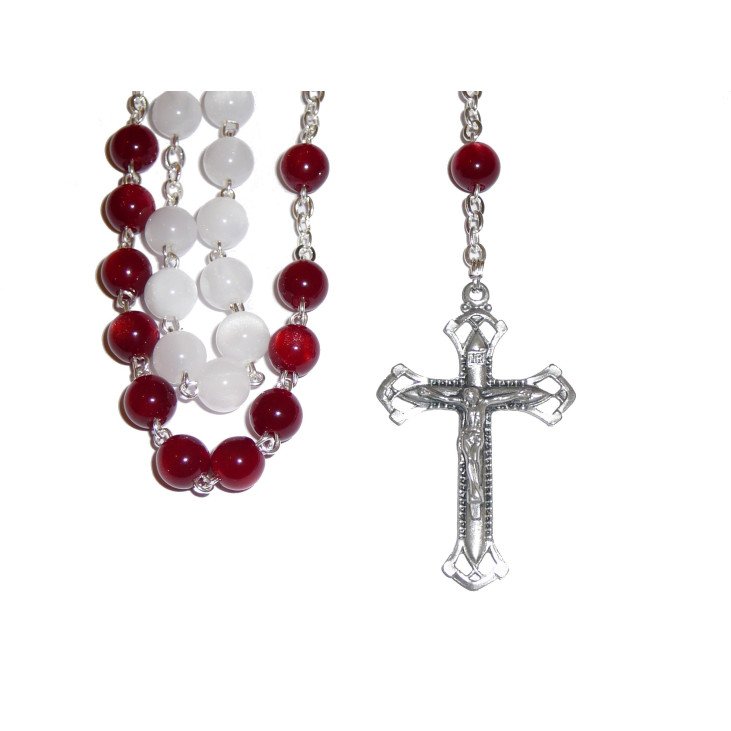 Chapelet Christ Miséricordieux - Blanc & rouge