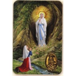 Carte prière avec un poinçon - Notre-Dame de Lourdes