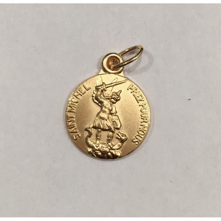 Medaille plaqué or de Saint Michel 16 mm
