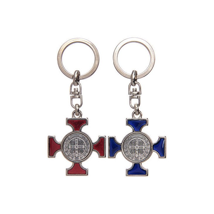 Porte-clés Croix Saint Benoit - argenté