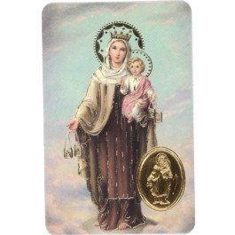 Carte de prière avec poinçon - Notre-Dame du Mont Carmel