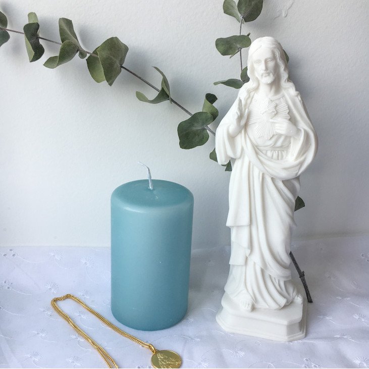 Statue du Sacré-Coeur de Jésus en albâtre - 20 cm