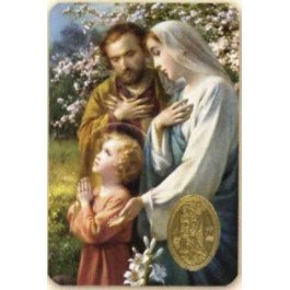 Carte de prière avec poinçon - Sainte Famille