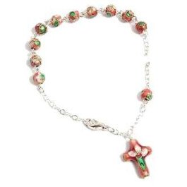 Bracelet dizainier cloisonné rose