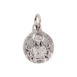 Médaille Sacré-Coeur de Jésus - métal argenté - 12 mm