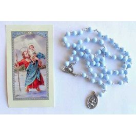 Chapelet Saint Christophe bleu ciel