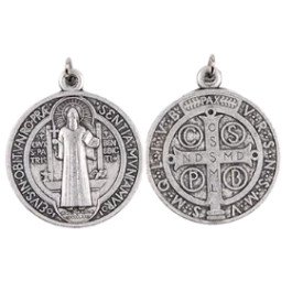 Médaille Saint Benoit - métal argenté - 13 mm
