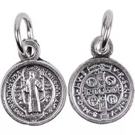 Médaille Saint Benoit - métal argenté - 10 mm