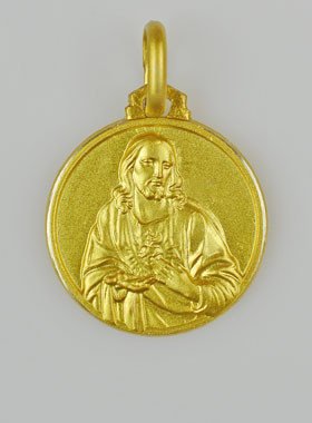 Médaille Sacré Coeur de Jésus - plaqué or