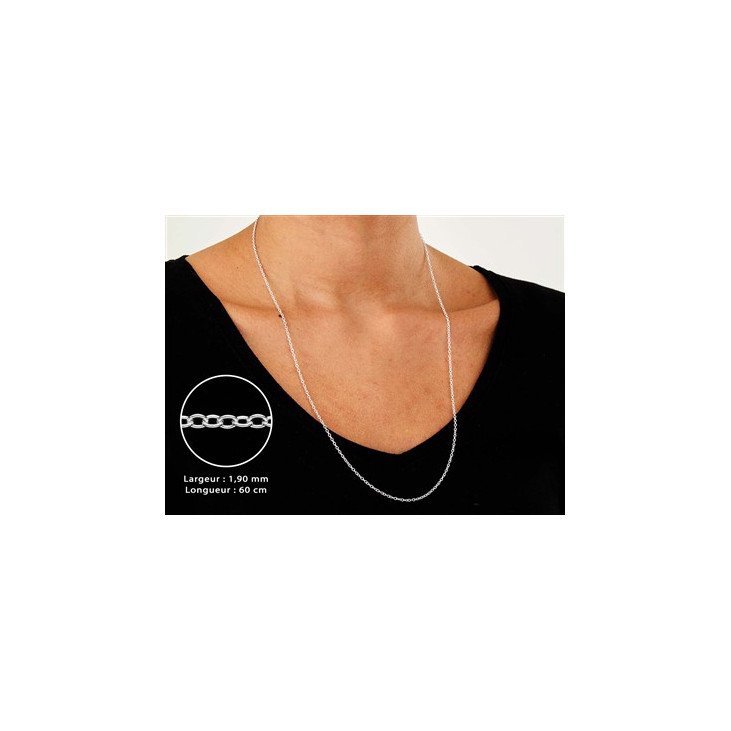 Chaîne maille forçat 1,9 mm - 60 cm - Argent