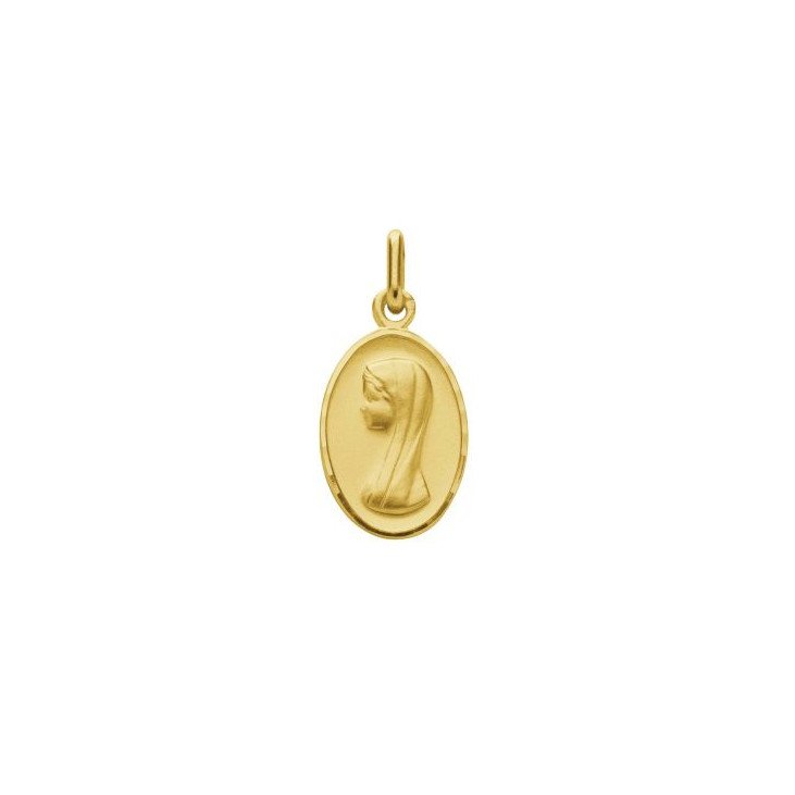 Médaille de la Vierge Marie jeune - ovale - plaqué or