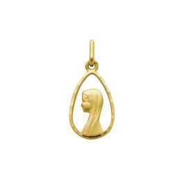 Médaille de la Vierge ajourée forme de goutte - plaqué or