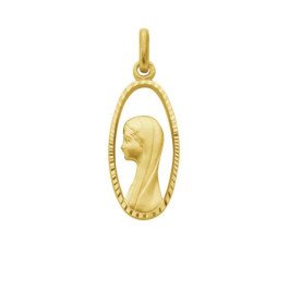 Médaille de la Vierge ajourée ovale 23 mm - plaqué or