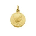 Médaille de la Vierge Marie classique ronde - plaqué or