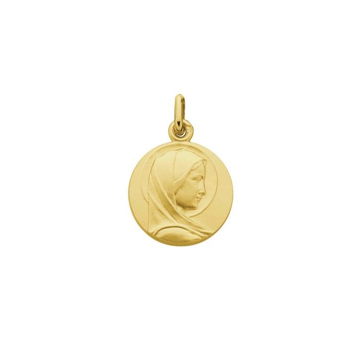 Médaille de la Vierge Marie classique ronde - plaqué or