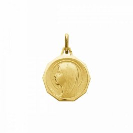 Médaille de la Vierge Marie avec bord lapidé 17 mm - plaqué or