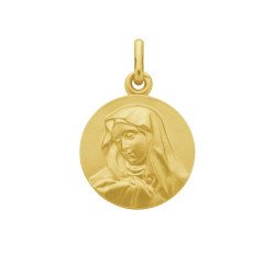 Médaille de la Vierge de profil ronde - plaqué or