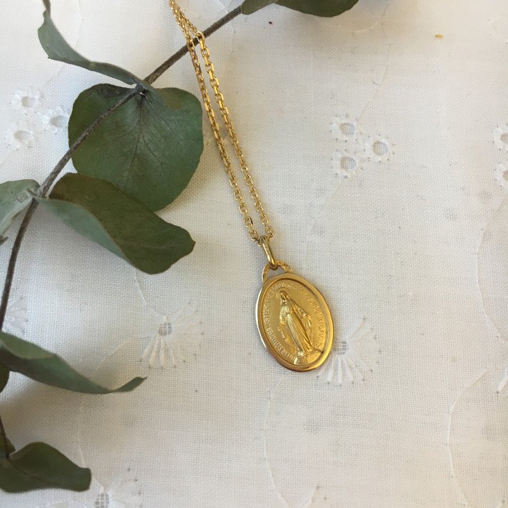 Médaille Notre Dame des petits enfants en or 18 carats 22mm