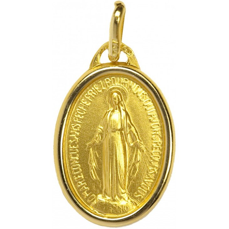 Médaille Notre Dame des petits enfants en or 18 carats 22mm