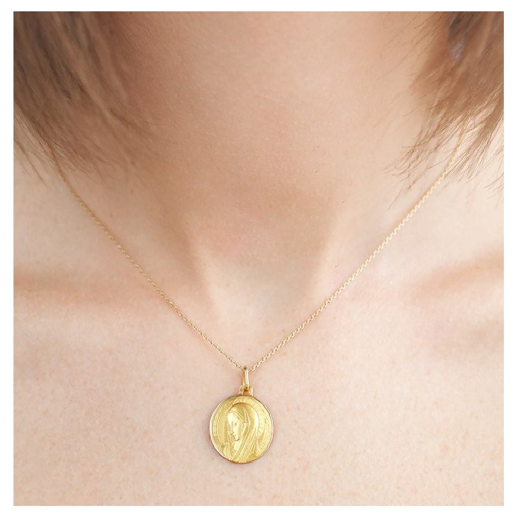 Médaille Vierge Marie Byzantine 18 mm en or 18 carats