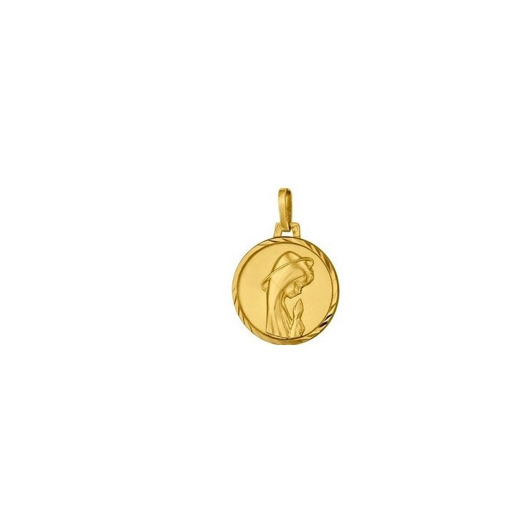 Médaille de la Vierge priante 16mm - or 18 carats