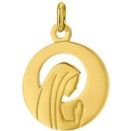 Médaille de la Vierge priante ajourée 18 mm en or 18 carats