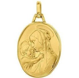 Médaille de la Vierge à l'Enfant ovale 18mm - or 18 carats
