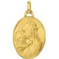 Médaille de la Vierge à l'Enfant de Boticelli ovale 18 mm en or 18 carats