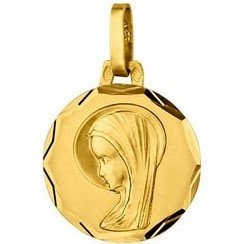 Médaille de la Vierge 14mm bord ciselé - or 18 carats