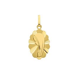 Médaille de la Vierge ovale 16 mm festonnée en or 18 carats