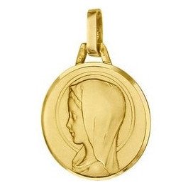 Médaille de la Vierge de douceur 16 mm en or 18 carats