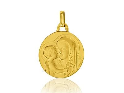 Médaille de la Vierge à l'enfant 18mm - or 18 carats