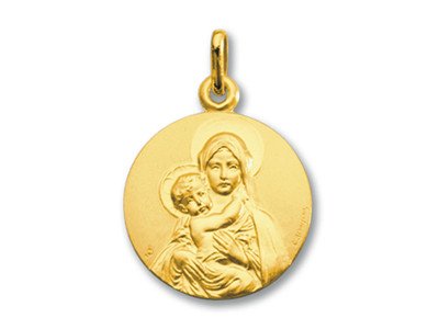 Médaille de la Vierge de tendresse de face 18mm - or 18 carats