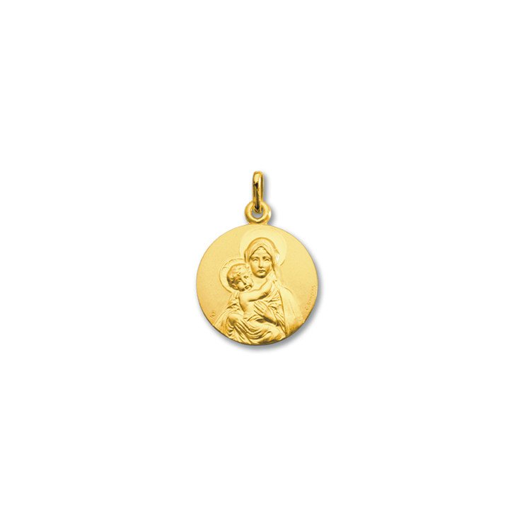 Médaille de la Vierge de tendresse de face 18mm - or 18 carats