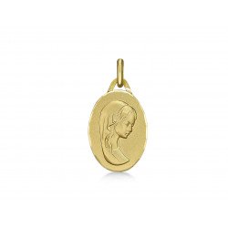 Médaille de la Vierge ovale 16mm bord ciselé - or 18 carats