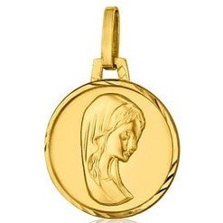 Médaille de la Vierge 14mm bord orné - or 18 carats
