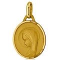 Médaille de la Vierge ovale 14 mm - or 18 carats