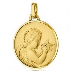 Médaille de l'Ange avec colombe - or 18 carats