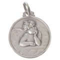 Médaille Ange rêveur avec bordure - argent