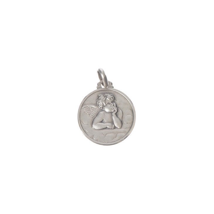 Médaille Ange rêveur avec bordure - argent