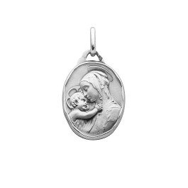 Médaille de la Vierge à l'Enfant de Botticelli ovale - argent